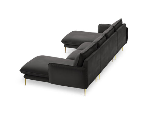 Cosmopolitan Design Panoramische bank Vienna 6-zits, flueel, donkergrijs - 170x350x95cm