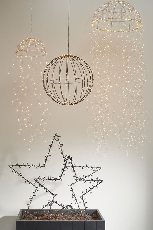 Luca Lighting Kerstverlichting Bal met Warm Witte LED Lampjes - Ø60 cm - Zwart