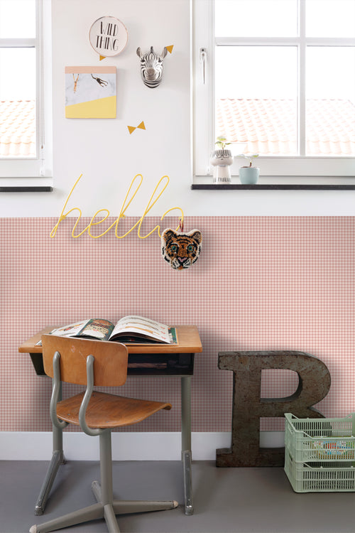 ESTAhome behang ruitjes terracotta roze - 50 x 900 cm - 131641