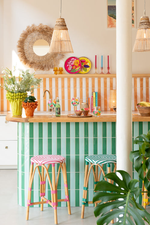 J-Line kruk Live - rotan/kunststof - naturel/groen - vtwonen shop