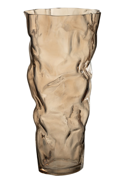 J-Line vaas Gekraakt - glas - grijs - vtwonen shop