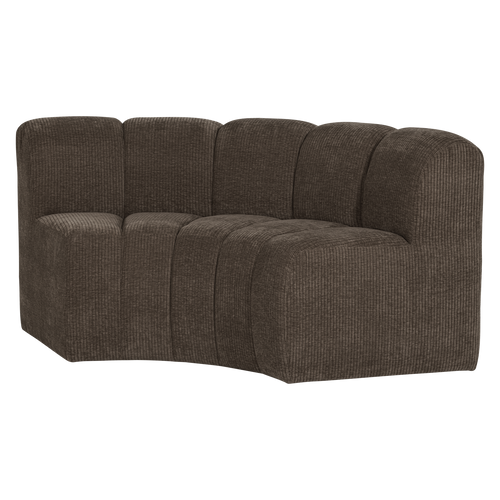 WOOOD eetbank halfronde hoek rugleuning Mojo - Ribstof - Bruin - 83x152x74