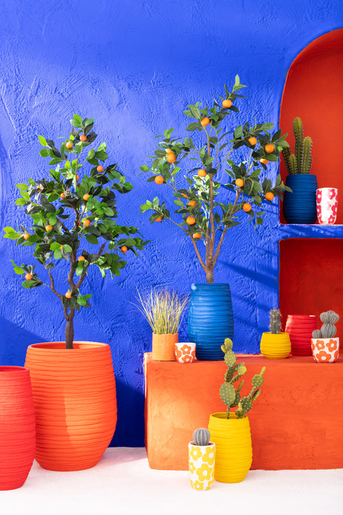 J-Line sinaasappelboom in pot - kunststof - oranje/groen - large - vtwonen shop