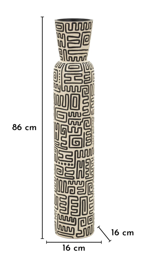 Mauro Ferretti vaas - 16x86 cm - beige/zwart