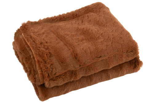 J-Line plaid Cutie - fleece deken - polyester - sienna bruin - 180 x 130 cm