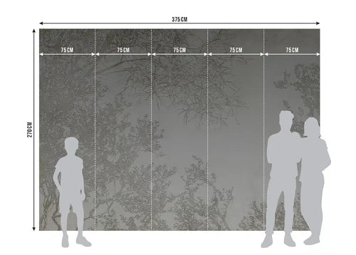 Sanders & Sanders fotobehang bladeren grijs - 375 x 270 cm - 601448