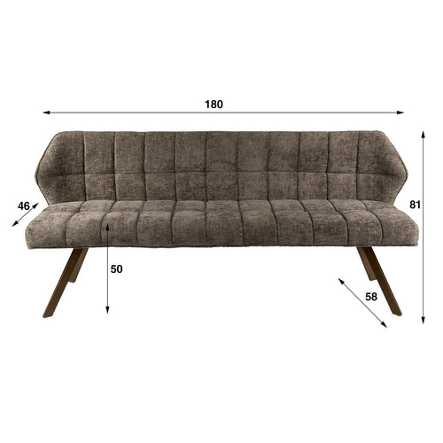 Giga Living Eetkamerbank Raster - Taupe/Bruin - 180x60x80cm
