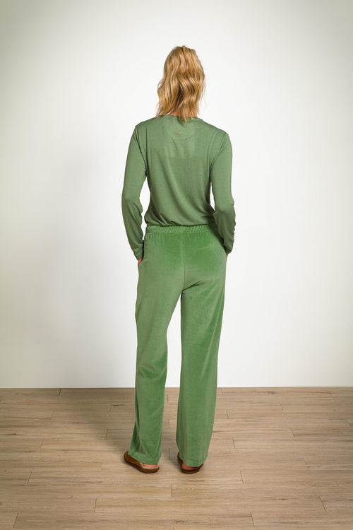 Pip Studio - Britta Pyjama Broek Dames - Velvet - Groen - XS
