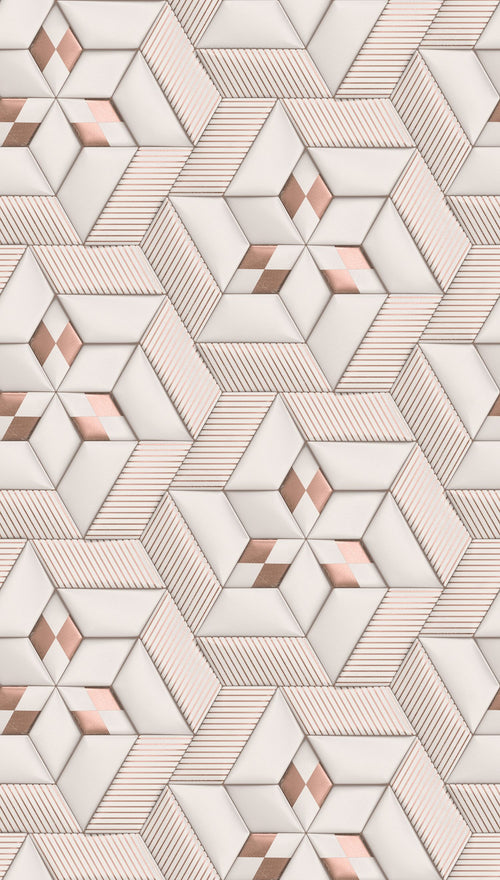 Livingwalls fotobehang 3D-motief wit, crème en bronze - 159 x 280 cm - AS-391782