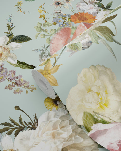 ESTAhome behang vintage bloemen vergrijsd groen - 53 cm x 10.05 m - 139366
