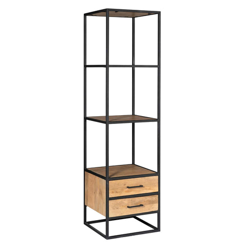 StarFurn Boekenkast Denver - Naturel Hout - 2 Lades - 55x45x200cm