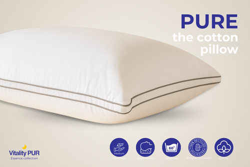 Vitality Pur - PURE Cotton Pillow - Katoenen Hoofdkussen - 60x70cm
