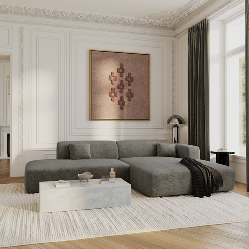 Sia Home - Rechte hoekbanken MYRA - Fluweel met patroon - Grijs - 300cm - vtwonen shop