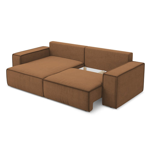 LaMiaSofa hoekbank links Livorno - textuurstof - terracotta - 257x148x82