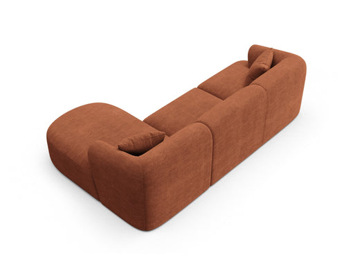 Cosmopolitan Design Modulaire hoekbank rechts Campi 4-zits, ribfluwelen terracotta - 156x256x70cm