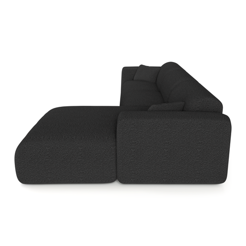 Sia Home - Rechthoekige hoekbank die als bed kan worden gebruikt MYRA - bouclé-stof donker antraciet 299cm