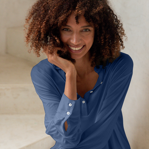 Coco & Cici - Tencel Nachthemd - Dames - Donker Blauw - Maat L / XL - vtwonen shop