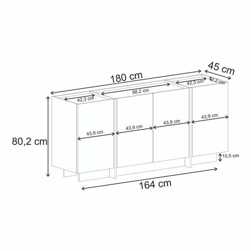 Calicosy - Dressoir ARVEN - Licht hout 180x45x80 cm