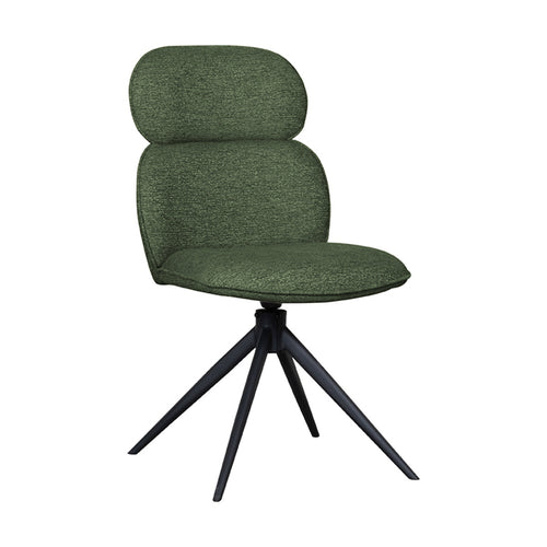 LABEL51 Eetkamerstoel Finn - Donkergroen Bouclé - Draaibaar - Set van 2 - vtwonen shop