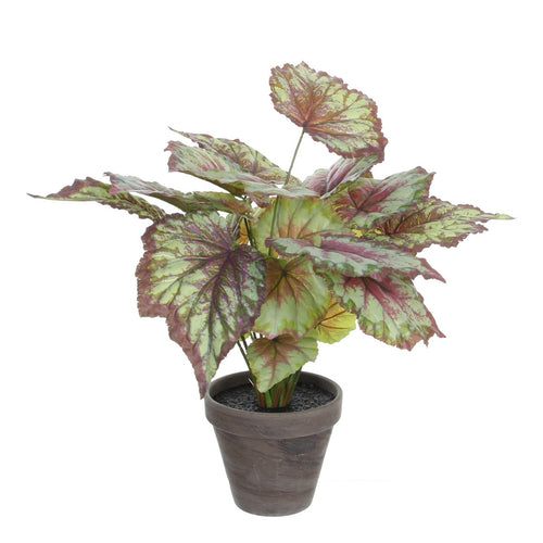 Mica Decorations Begonia Kunstplant in Bloempot Stan - H40 x Ø38 cm - Rood