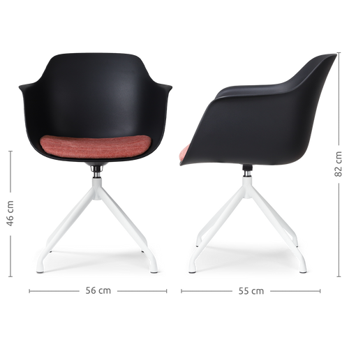Nolon Nola-Liz Eetkamerstoel Zwart - Terracotta - Draaibaar - Wit - vtwonen shop