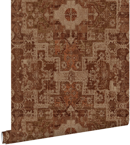ESTAhome behang oosters kelim tapijt oranje bruin - 50 x 900 cm - 131361 - vtwonen shop