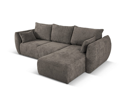 Cosmopolitan Design Converteerbare hoekbank rechts met opbergdoos Matera 4-zits, chenille, grijs - 173x253x86cm