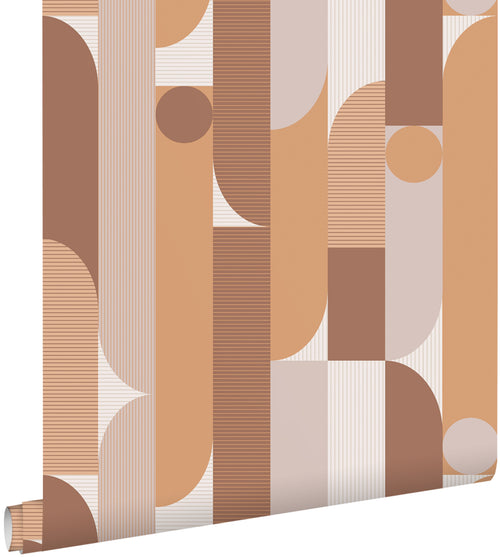 ESTAhome behang geometrische vormen lichtbruin - 50 x 900 cm - 131060 - vtwonen shop