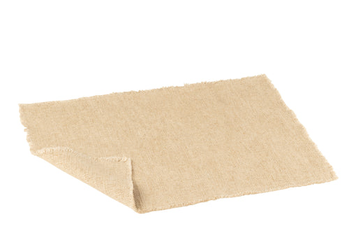 J-Line placemat Rechthoek + Gerafelde Randen - linnen/katoen - beige - vtwonen shop