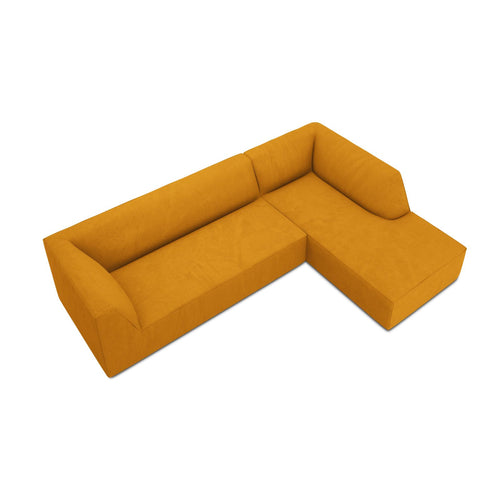 Cosmopolitan Design - Modulaire hoekbank rechts Siena 4-zits, ribfluwelen geel - 180x273x69cm