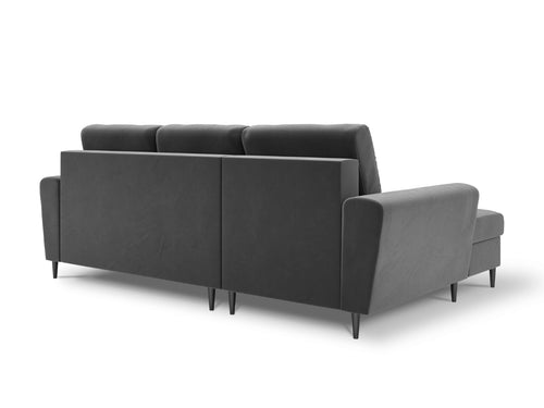 Cosmopolitan Design Uitklapbare hoekbank links met opbergdoos Kyoto 4-zits, flueel, lichtgrijs - 145x241x88cm