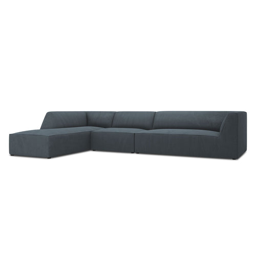Cosmopolitan Design - Modulaire hoekbank links Siena 5-zits, ribfluwelen blauw - 180x366x69cm