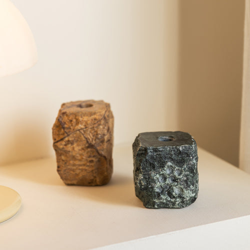 S|P Collection - Kandelaar 8x8xH8cm marmer groen Opus
