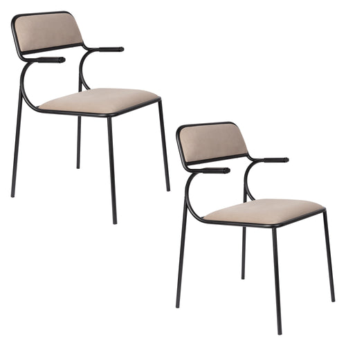 Zuiver Alba Eetkamerstoelen met armleuning Zwart/Beige - Set van 2 - vtwonen shop