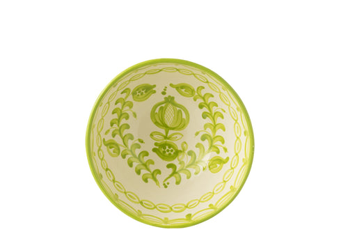 J-Line kom Granada High - keramiek - wit/groen - large - Ø 28 cm