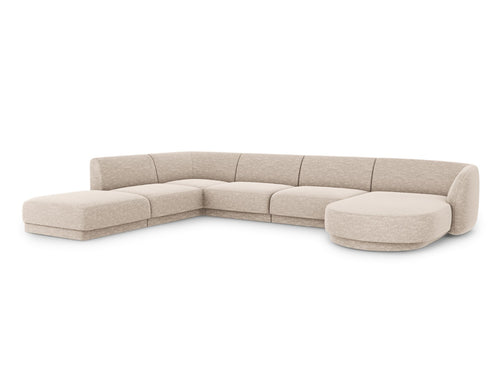 Micadoni Panoramische hoekbank links Miley 6-zits, chenille, beige - 255x330x70cm