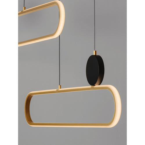 Nova Luce LIAISE Geïntegreerde LED-hanglamp voor plafond, zandzwart, goudkleurig, Triac dimbaar, LED 49W 2060lm 3200K