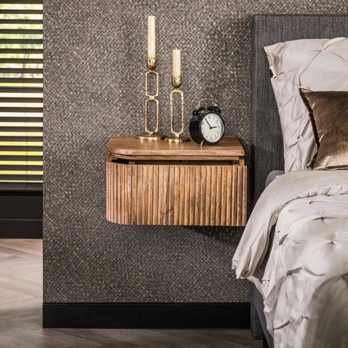 Giga Meubel Nachtkastje Wave - Naturel Hout - Set van 2 - 40x35x20cm