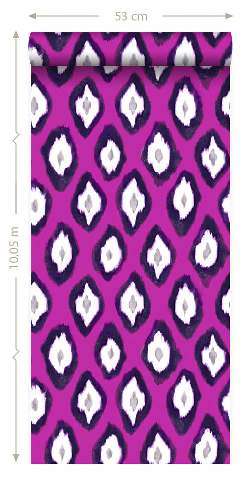 Origin Wallcoverings behang ikat motief roze - 53 cm x 10,05 m - 346918 - vtwonen shop