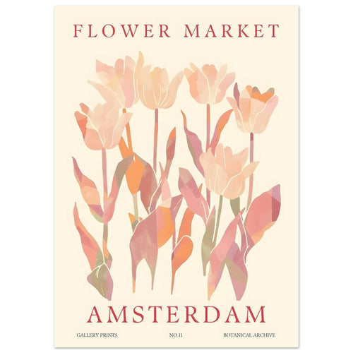 Artfulprints Poster Flower market - Amsterdam I   - 50x70 cm - Roze