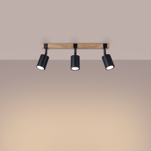 Sollux Lighting Plafondlamp FAGER 3 zwart - 54x6x17,2cm
