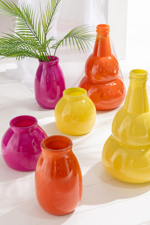 J-Line vaas - glas - geel - small - Ø 21 cm