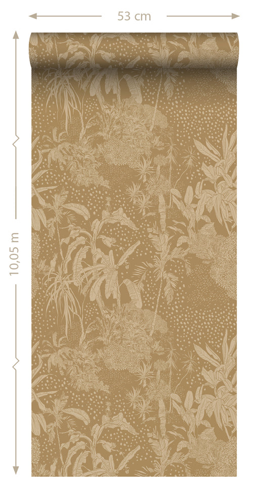 ESTAhome behang tropische bladeren okergeel - 50 x 900 cm - 139893 - vtwonen shop