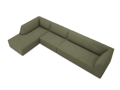 Micadoni linker hoekbank Ruby 5-zits, ribfluwelen, groente - 180x366x69cm