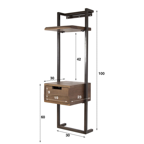 Giga Living Nachtkastje Air Solid Xs - Bruin Hout - 30x30x100cm