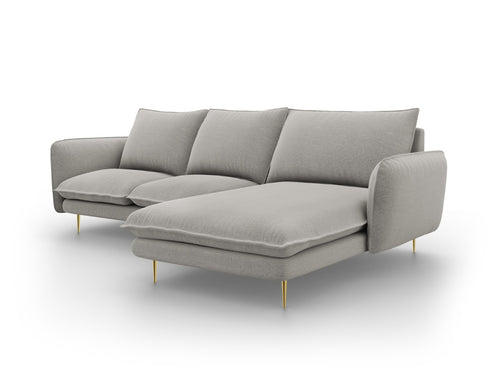 Cosmopolitan Design rechter hoekbank Vienna 5-zits, structurele stof, lichtgrijs - 170x255x95cm