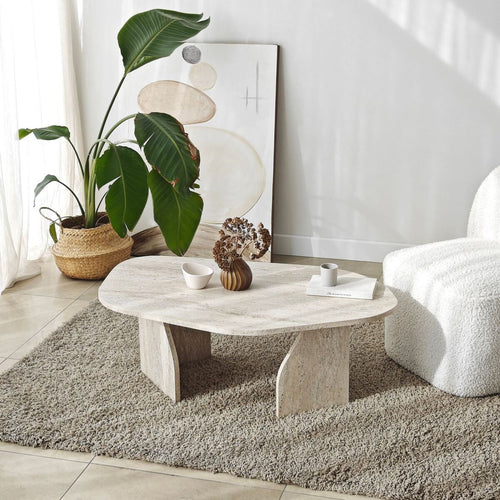 Calicosy - ROCK Salontafel met brede poten - Steen - 60x100x35 cm