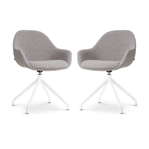 Nolon Nola-Mae Draaibare Eetkamerstoelen Bouclé Taupe - Wit - 2x - vtwonen shop