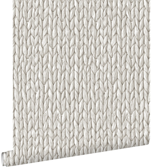 ESTAhome behang geweven riet motief licht warm grijs - 53 cm x 10.05 m - 148698