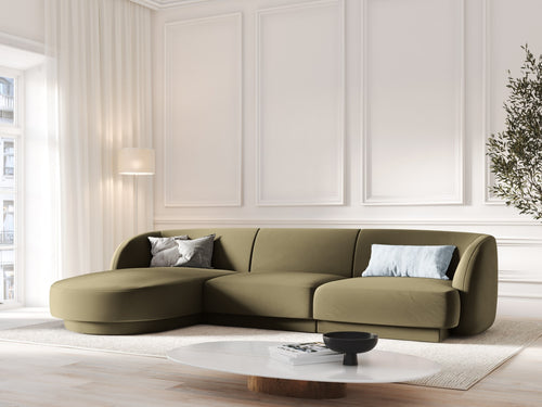 Micadoni linker hoekbank Miley 4-zits, flueel, groente - 156x255x70cm